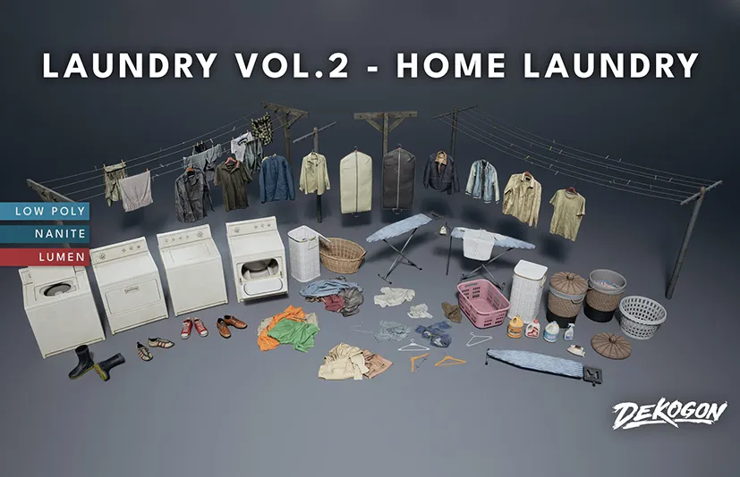 洗衣店道具 – Laundry VOL.2 – Home Laundry (Nanite and Low Poly) - 筱信日记