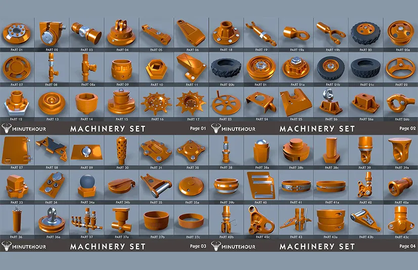 43个硬表面机械组件 – Machinery Set – kitbash – High Poly Pack - 筱信日记