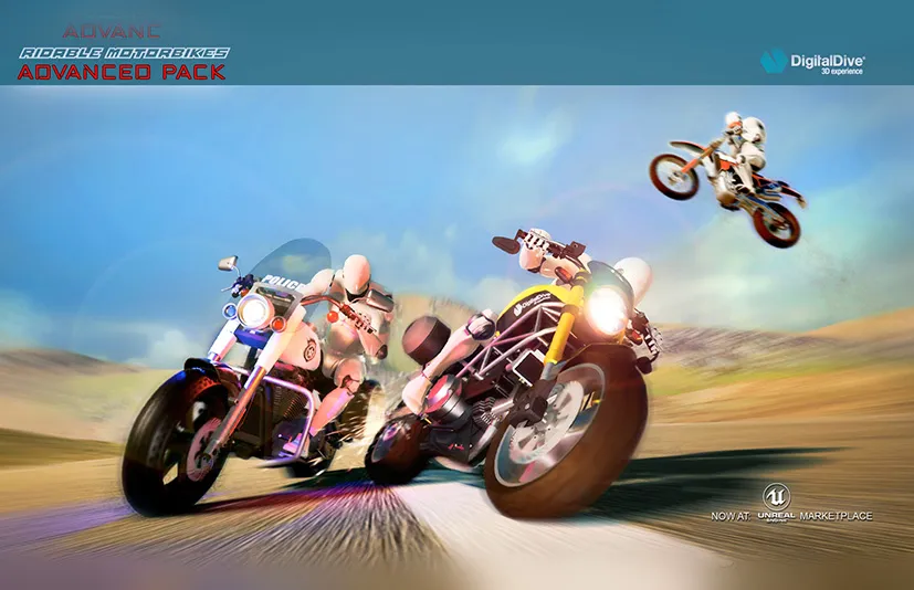 可驾驶摩托车：多人高级包-伤害和动画 – Ridable MotorBikes: Multiplayer Advanced Pack – 3 Bikes – damage & animations - 筱信日记