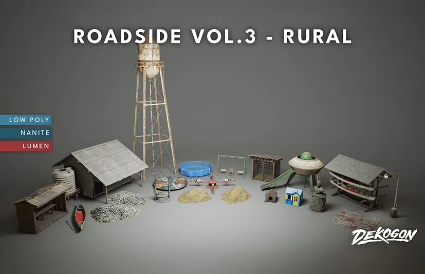 农村道具 – Roadside VOL.3 – Rural Props (Nanite and Low Poly Versions) - 筱信日记