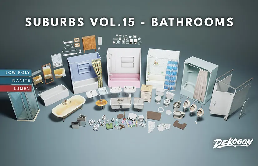 浴室道具 – Suburbs VOL.15 – Bathroom (Nanite and Low Poly) - 筱信日记