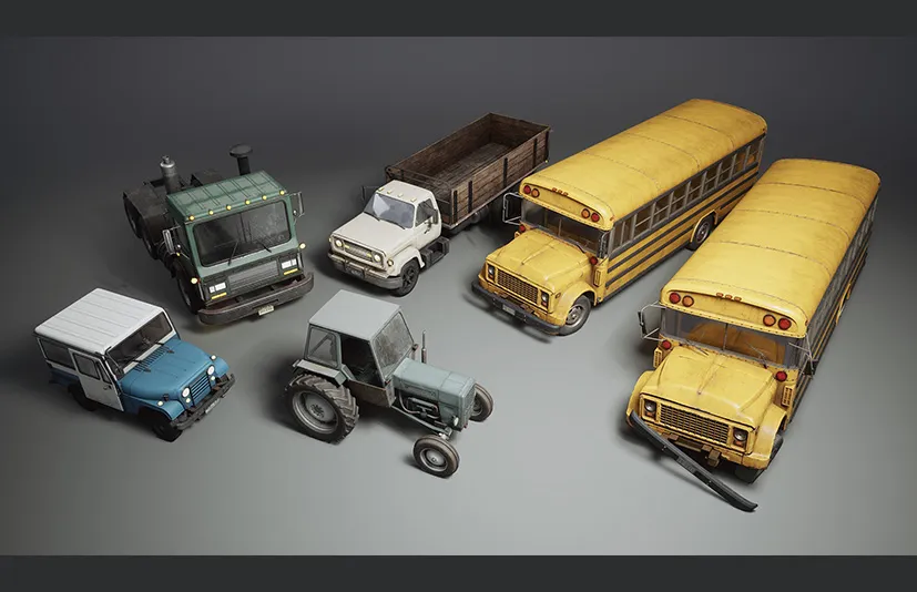 卡车，拖拉机，公共汽车 – Vehicles VOL.5 – Trucks, Tractors, Buses (Low Poly) - 筱信日记